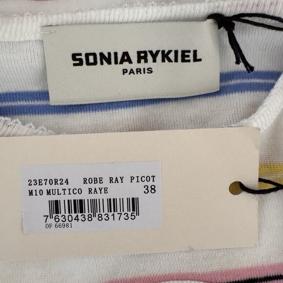 Sonia Rykiel Stripe Cutout Mini Dress 38 NWT French Cool Girl Summer Y2K - Picture 8 of 9